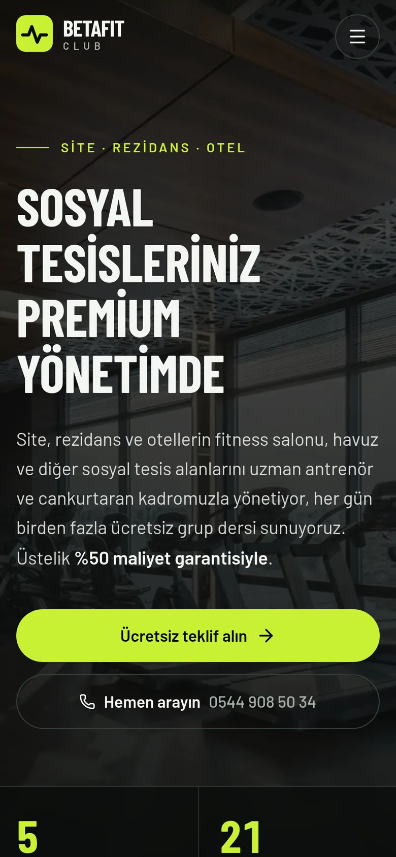 BetaFit Club mobil görünüm ekran görüntüsü