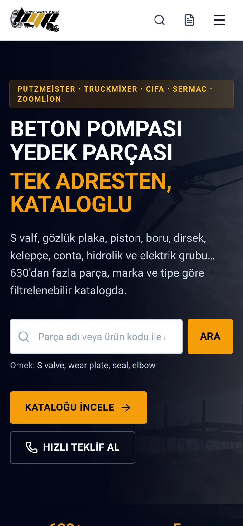 BYP Beton Yedek Parça mobil görünüm ekran görüntüsü